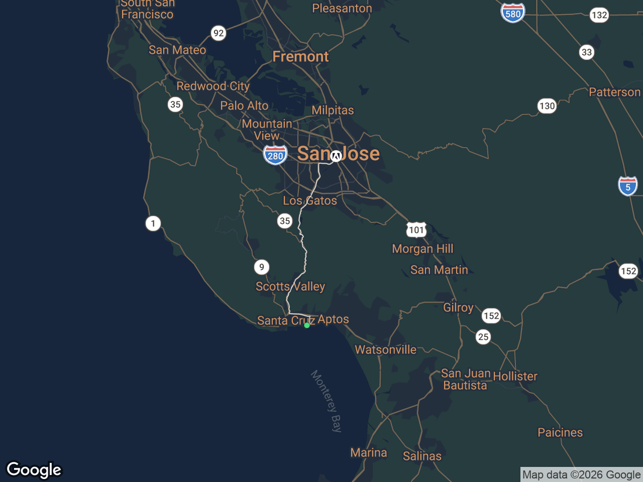 Area map showing Pleasure Point and Adobe