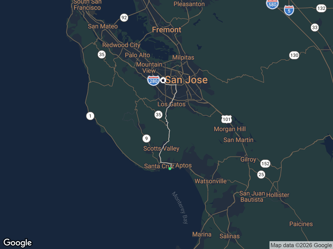 Area map showing Pleasure Point and Apple
