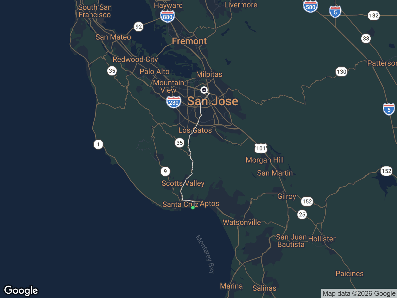 Area map showing Pleasure Point and Broadcom