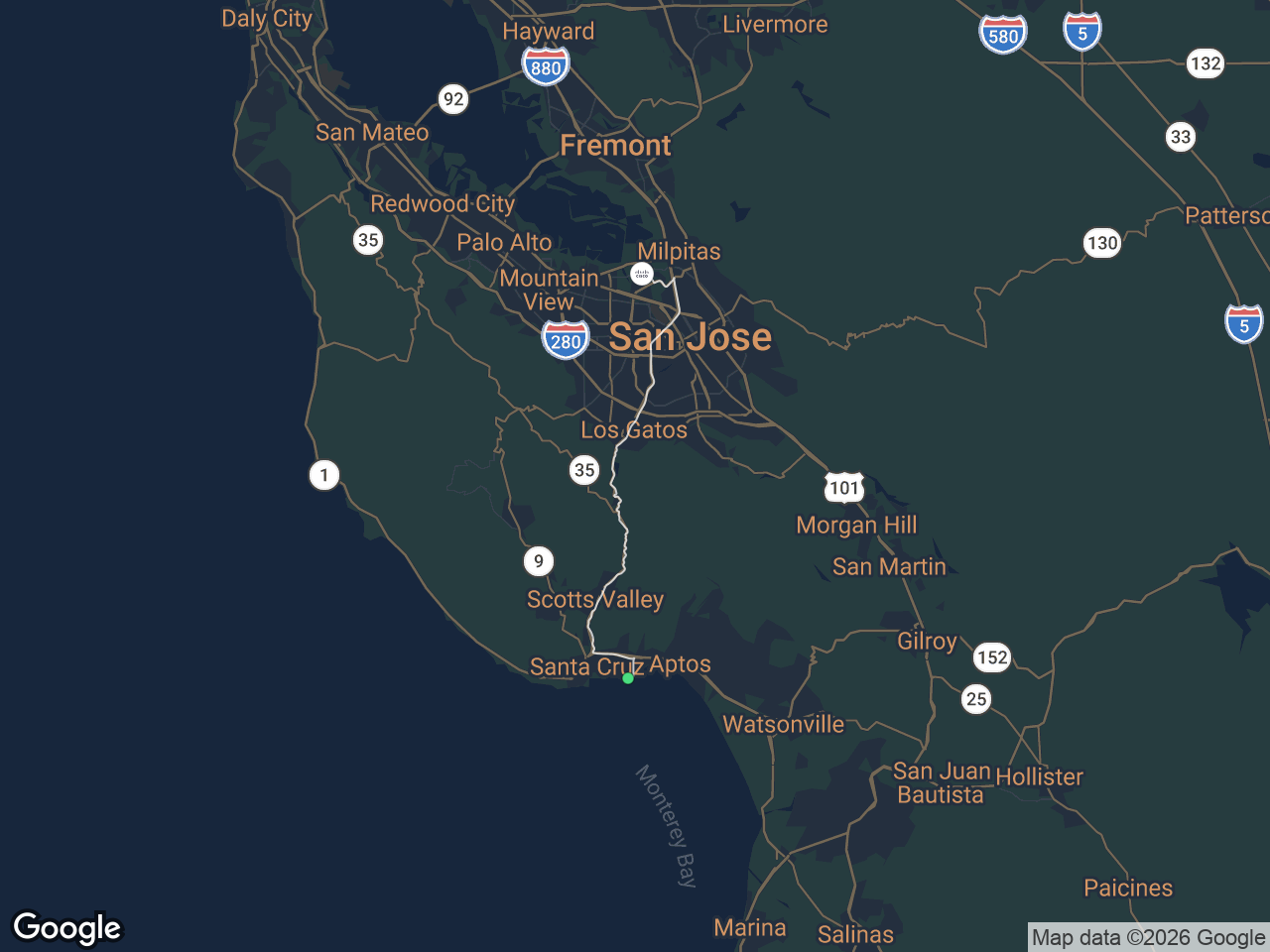 Area map showing Pleasure Point and Cisco
