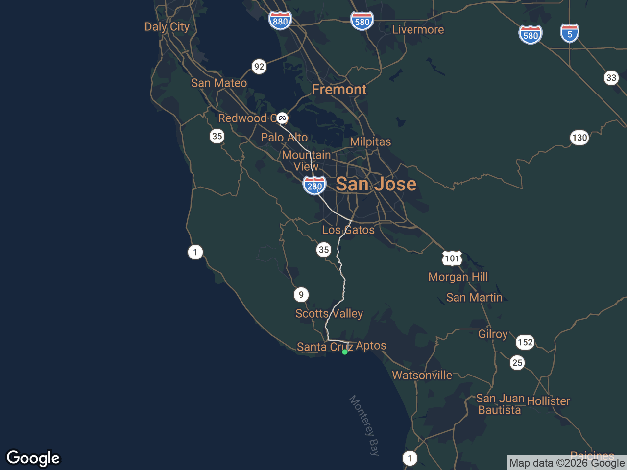 Area map showing Pleasure Point and Meta