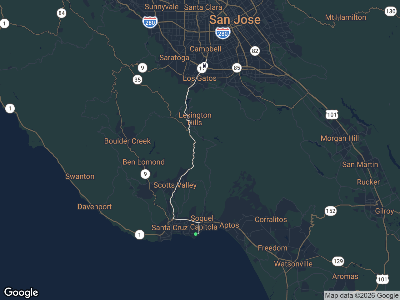 Area map showing Pleasure Point and Netflix
