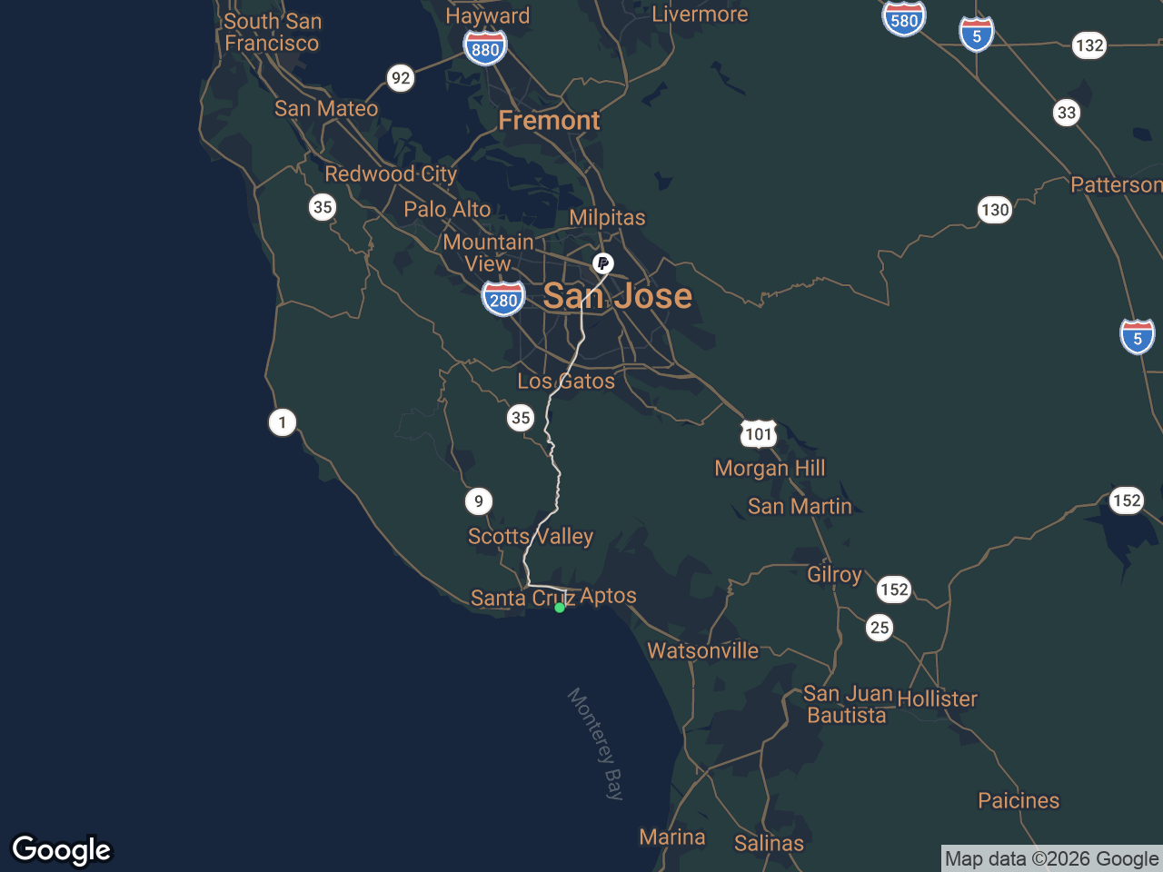 Area map showing Pleasure Point and PayPal