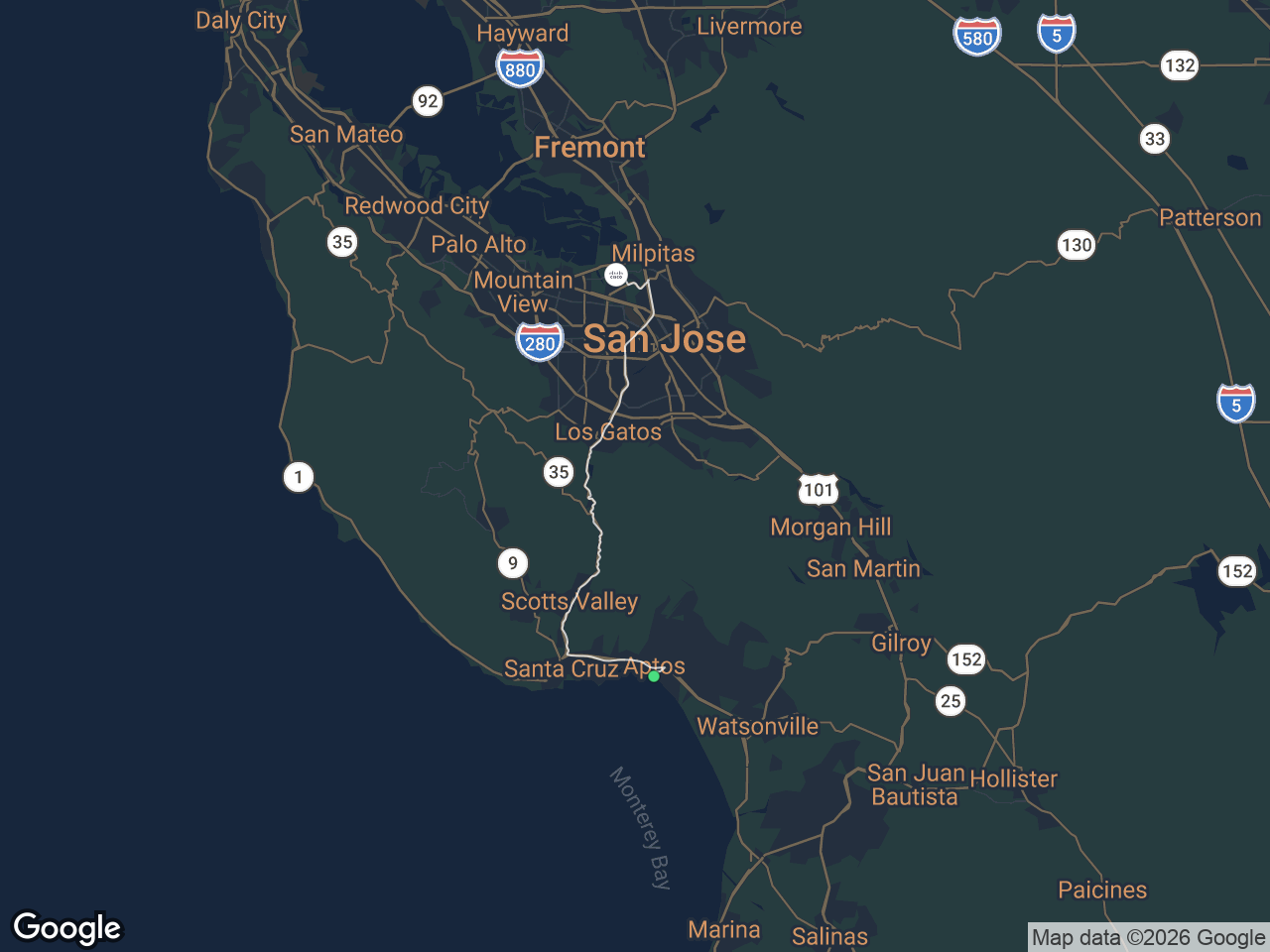 Area map showing Rio del Mar & Seascape and Cisco
