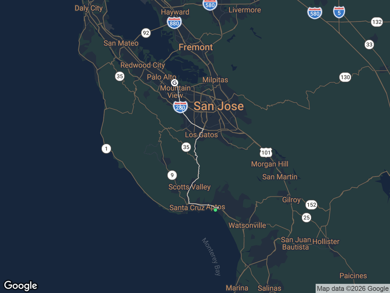 Area map showing Rio del Mar & Seascape and Google