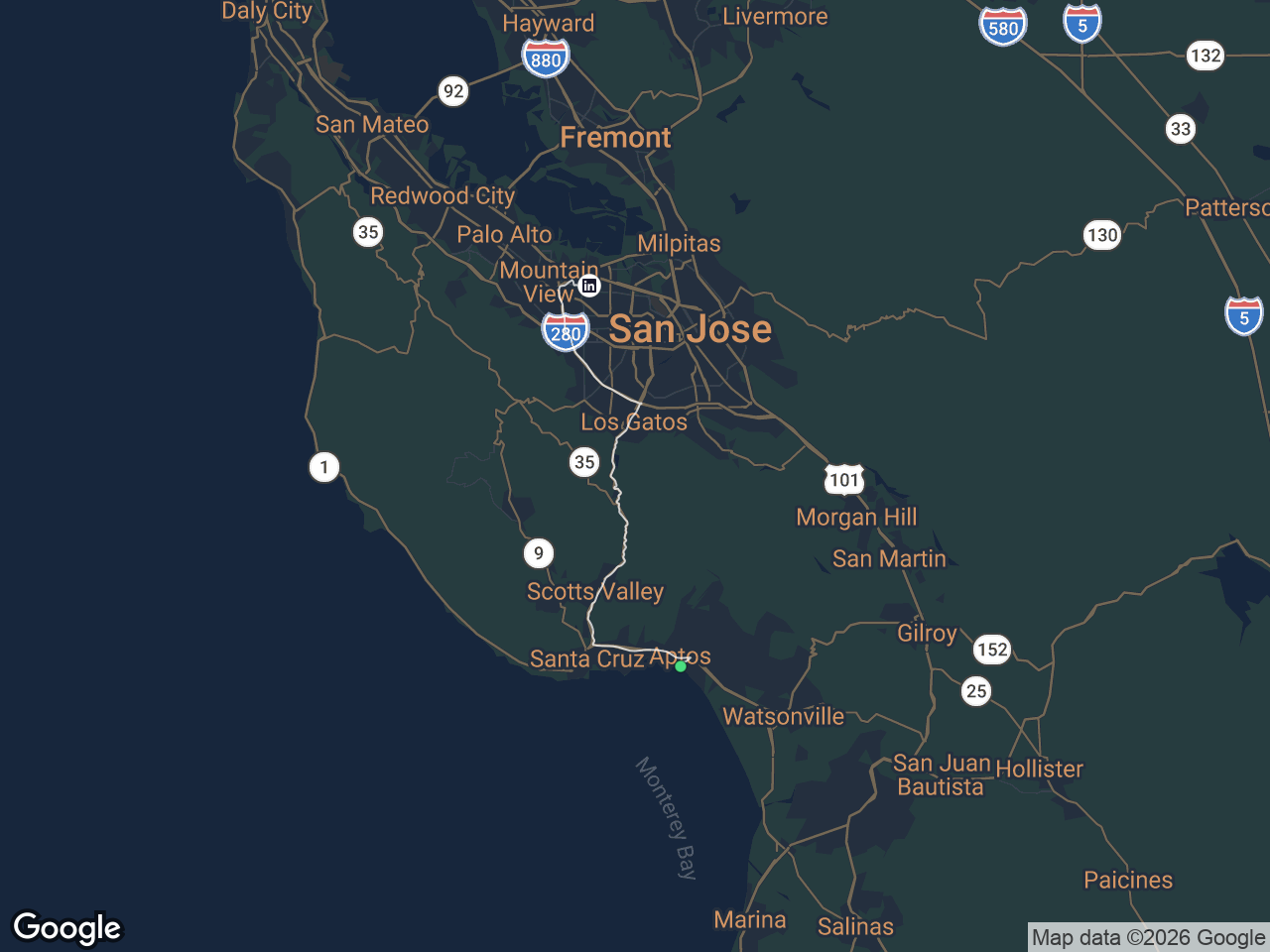 Area map showing Rio del Mar & Seascape and LinkedIn