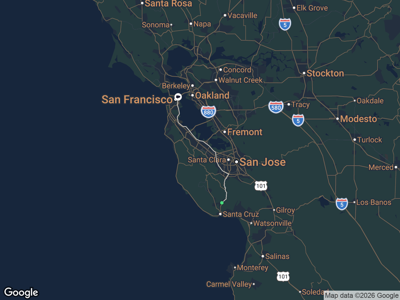 Area map showing Scotts Valley and Salesforce