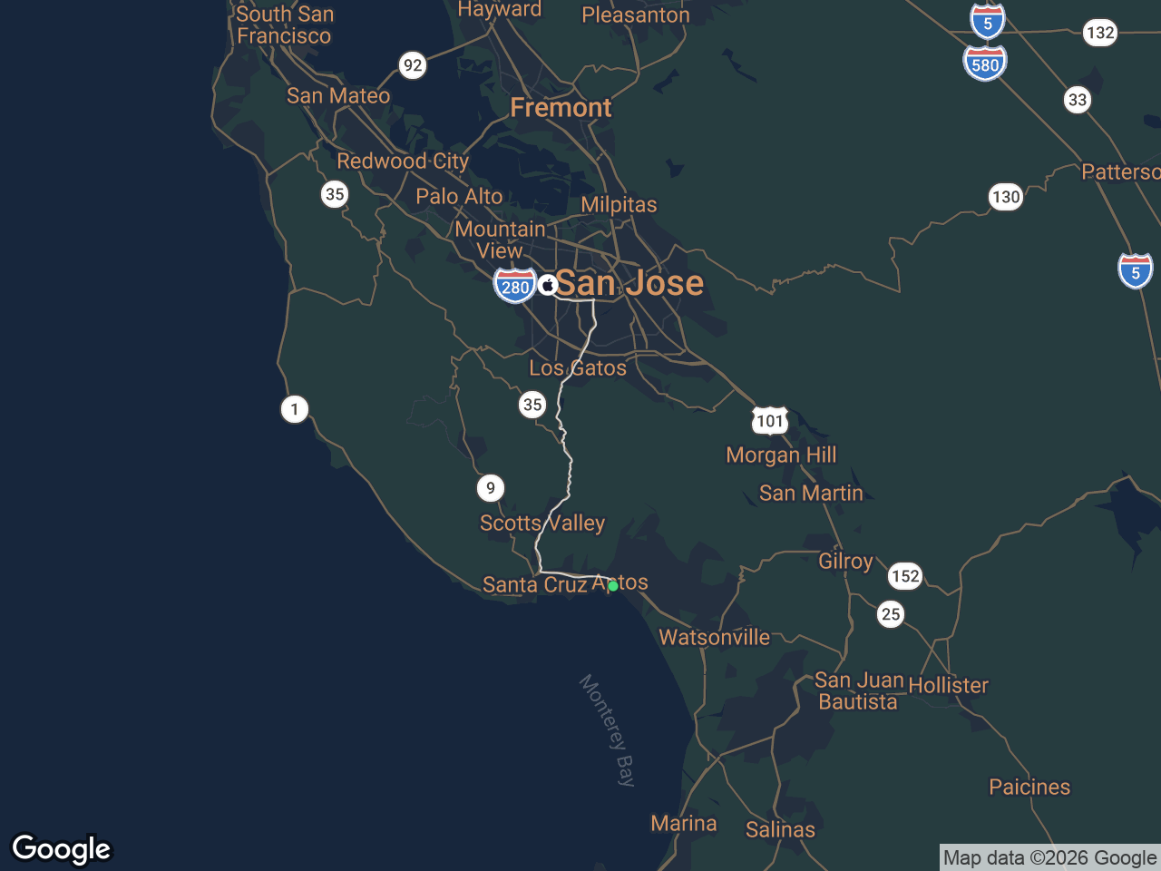 Area map showing Seacliff and Apple