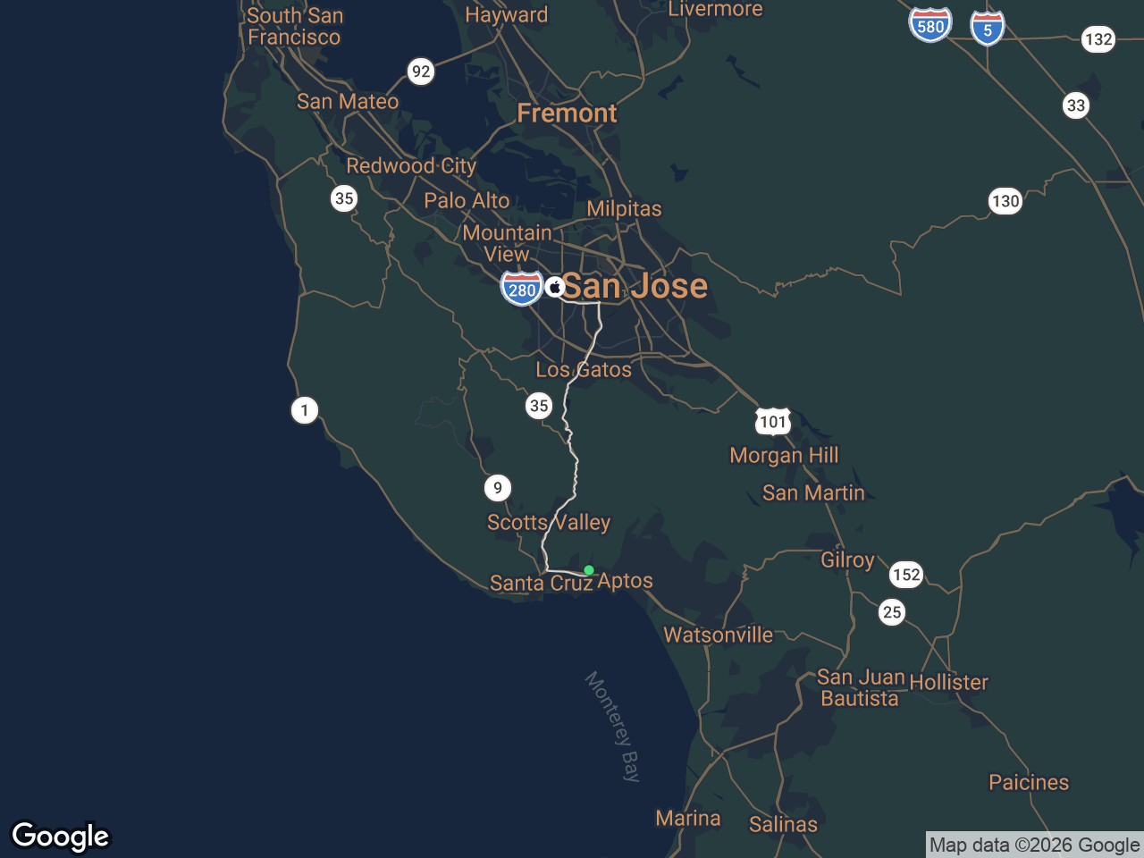 Area map showing Soquel and Apple