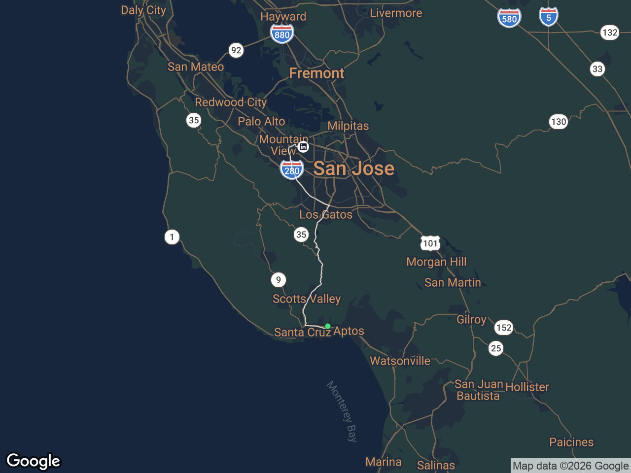 Area map showing Soquel and LinkedIn