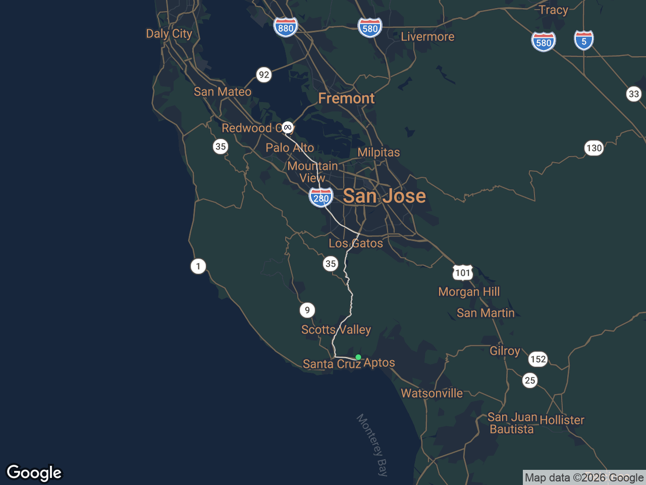 Area map showing Soquel and Meta