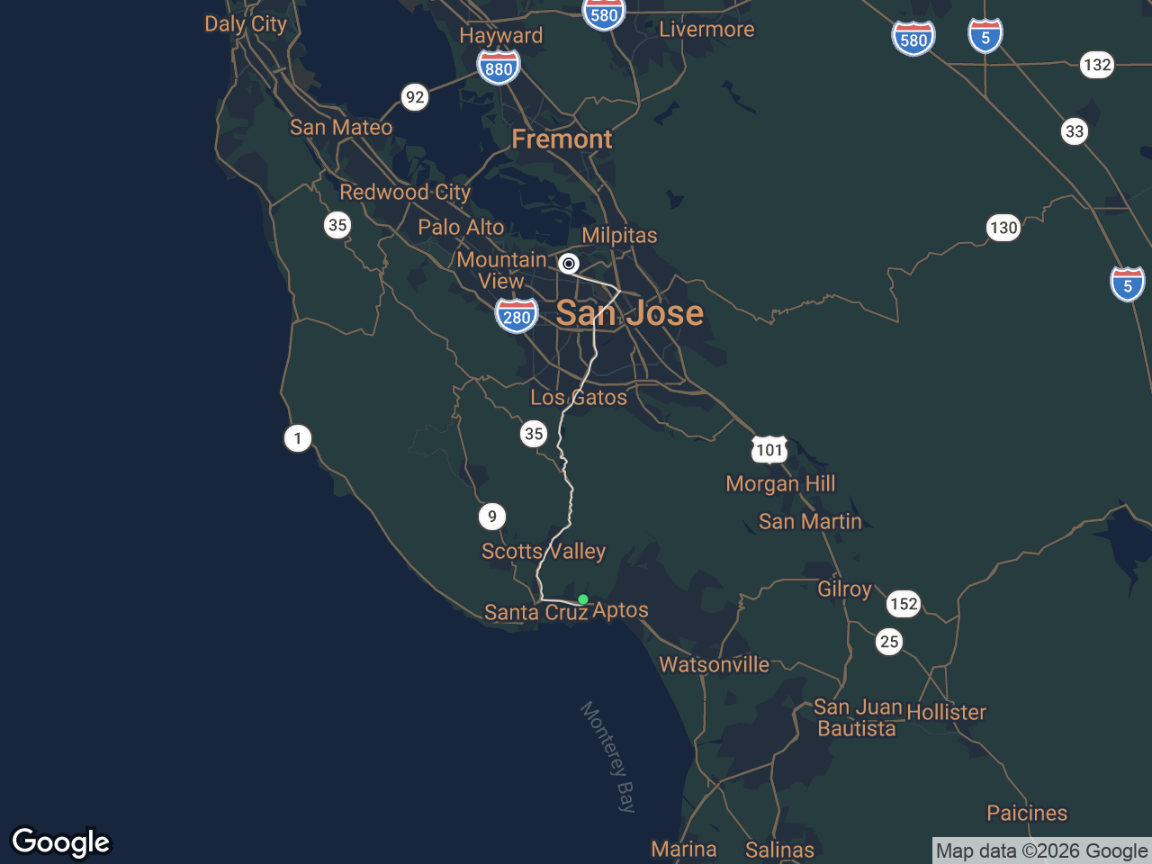 Area map showing Soquel and ServiceNow