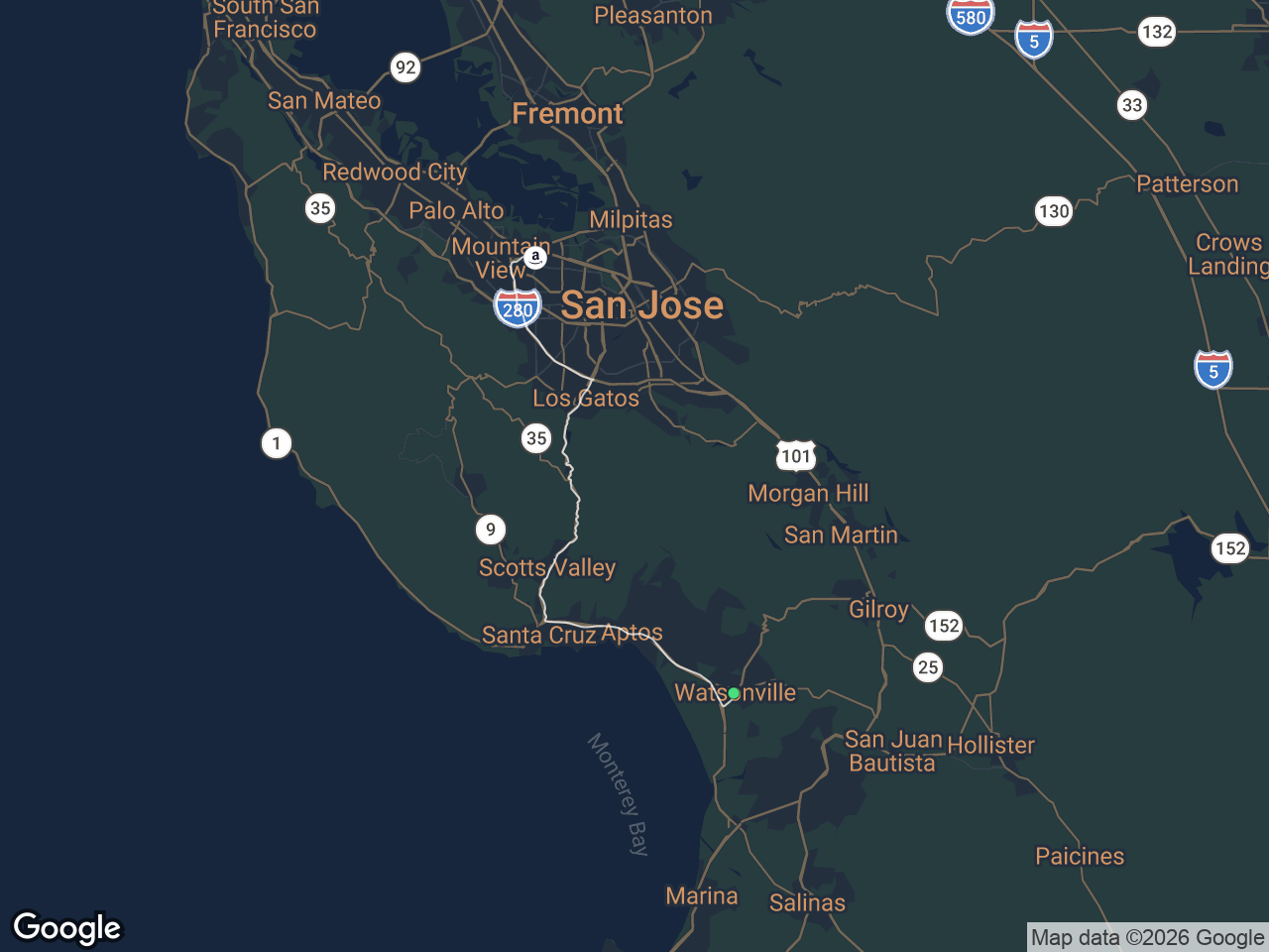 Area map showing Watsonville and Amazon