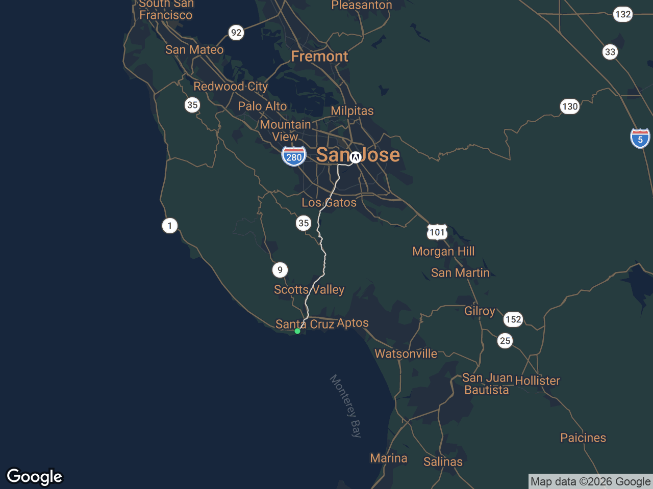 Area map showing Westside Santa Cruz and Adobe