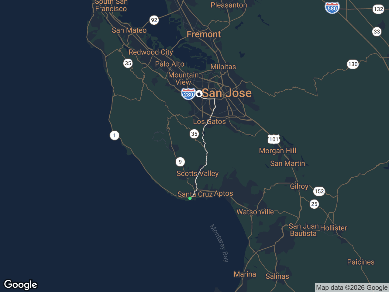 Area map showing Westside Santa Cruz and Apple