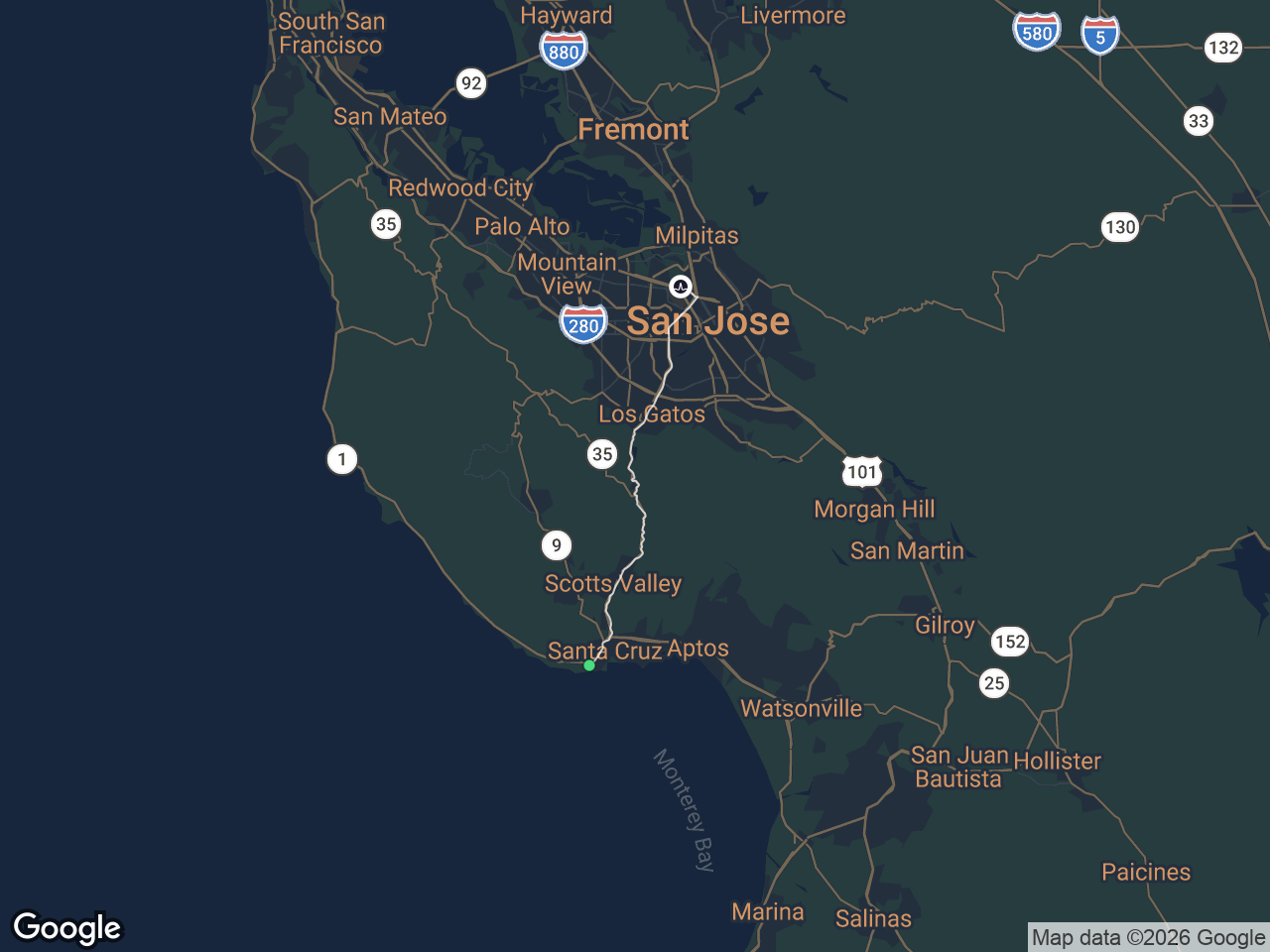 Area map showing Westside Santa Cruz and Broadcom