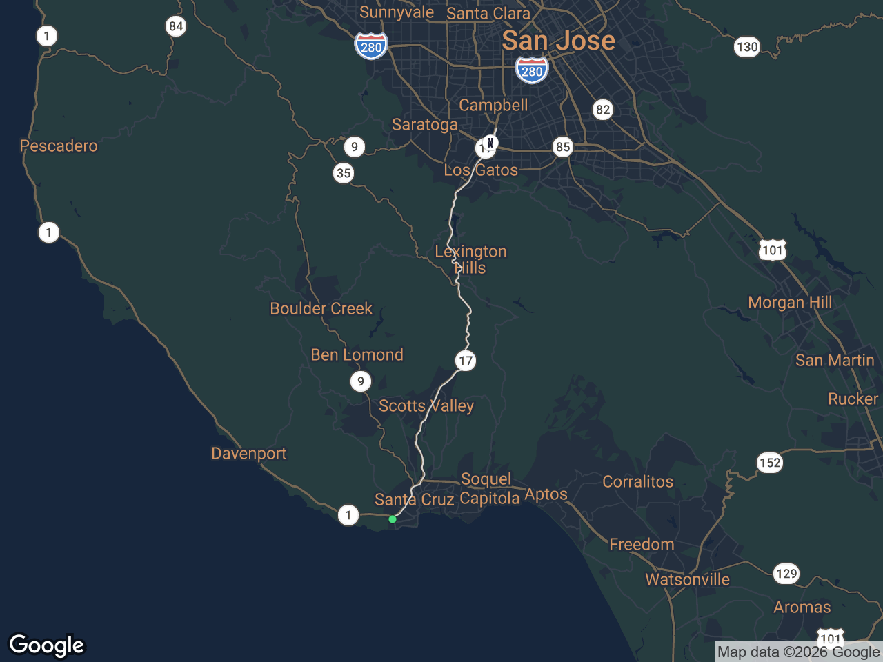 Area map showing Westside Santa Cruz and Netflix