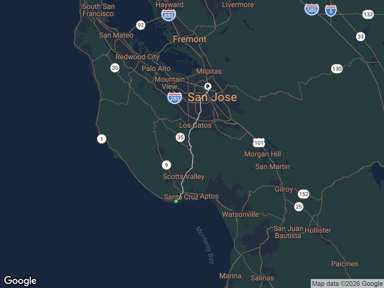 Area map showing Westside Santa Cruz and PayPal