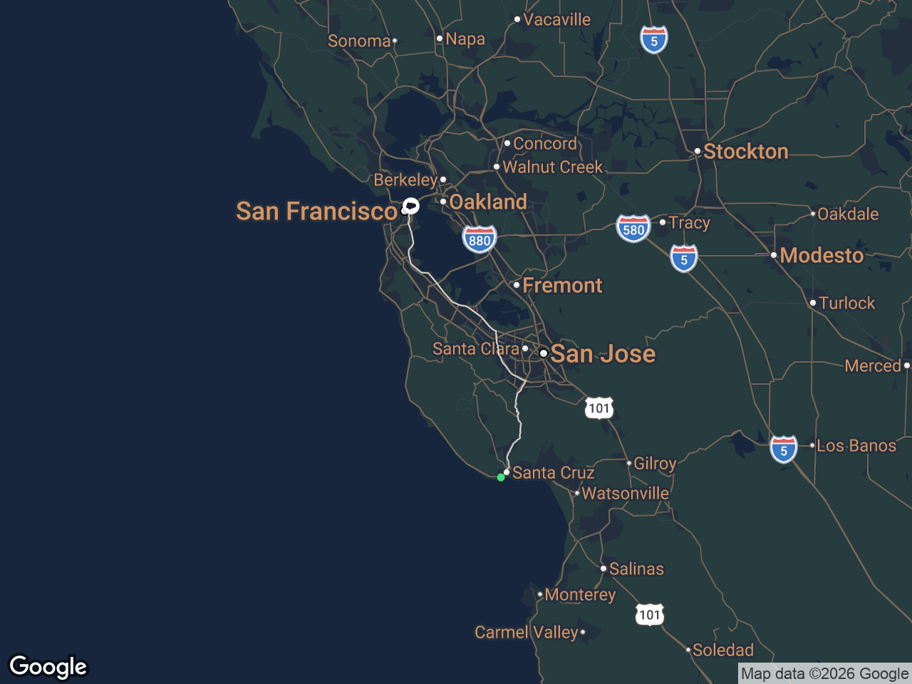 Area map showing Westside Santa Cruz and Salesforce